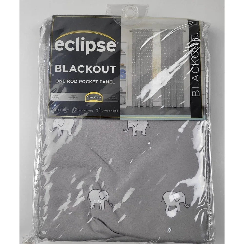NEW Eclipse Thermaweave darkening curtain panel 'Peanut Pals Grey' 42X84 #CT4